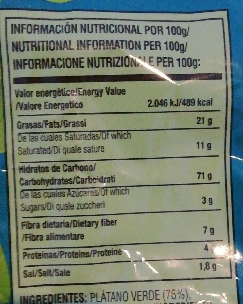 Platanitos salados - Información nutricional
