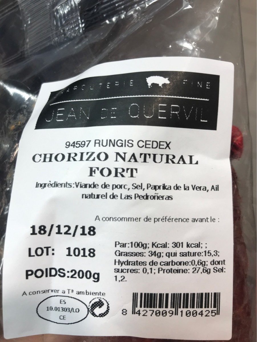 Chorizo Naturel Fort - Product - fr