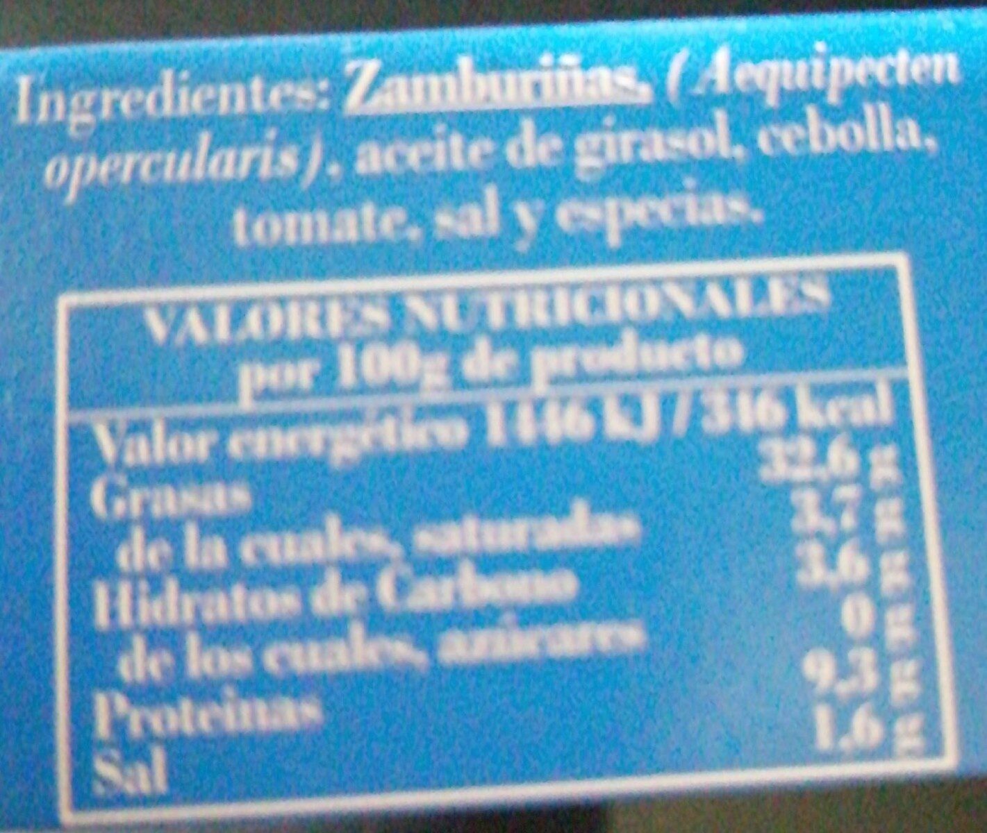 Zamburiñas en salsa de vieira - Nutrition facts - es