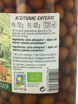 Cal Valls Arbequina Olives - Ingredients