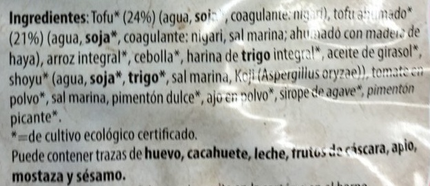 Tofu Burger A la Vasca - Ingredients - es