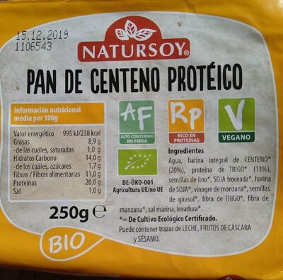 Pan de centeno protéico - Product - es