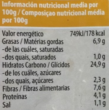 Quinoa con verduras y algas - Informació nutricional - es