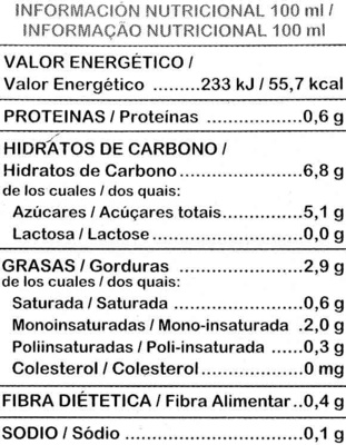Bebida De Avellanas - boisson noisettes 1 L - Nutrition facts - es