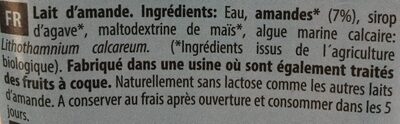 Boisson Amande Calcium - Ingrédients