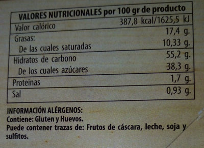 Hojaldres Elaboracion Artesana - Ingredients
