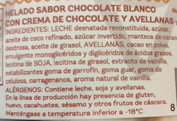 Helado Huevo Chocolate - Ingredientes