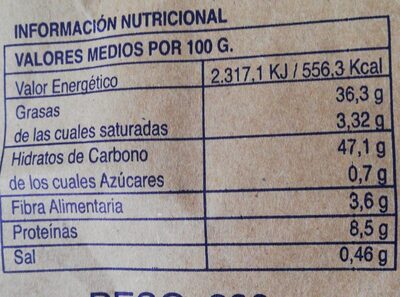 Patatas fritas - Informació nutricional - es