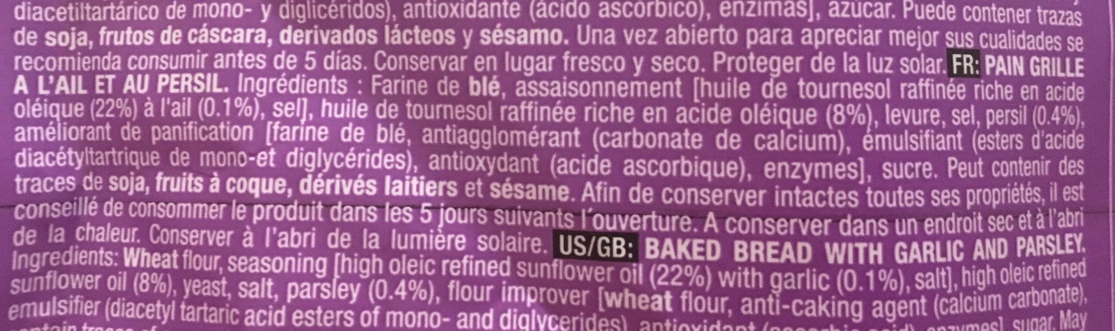Pan con ajo garlic bread - Ingredients - fr
