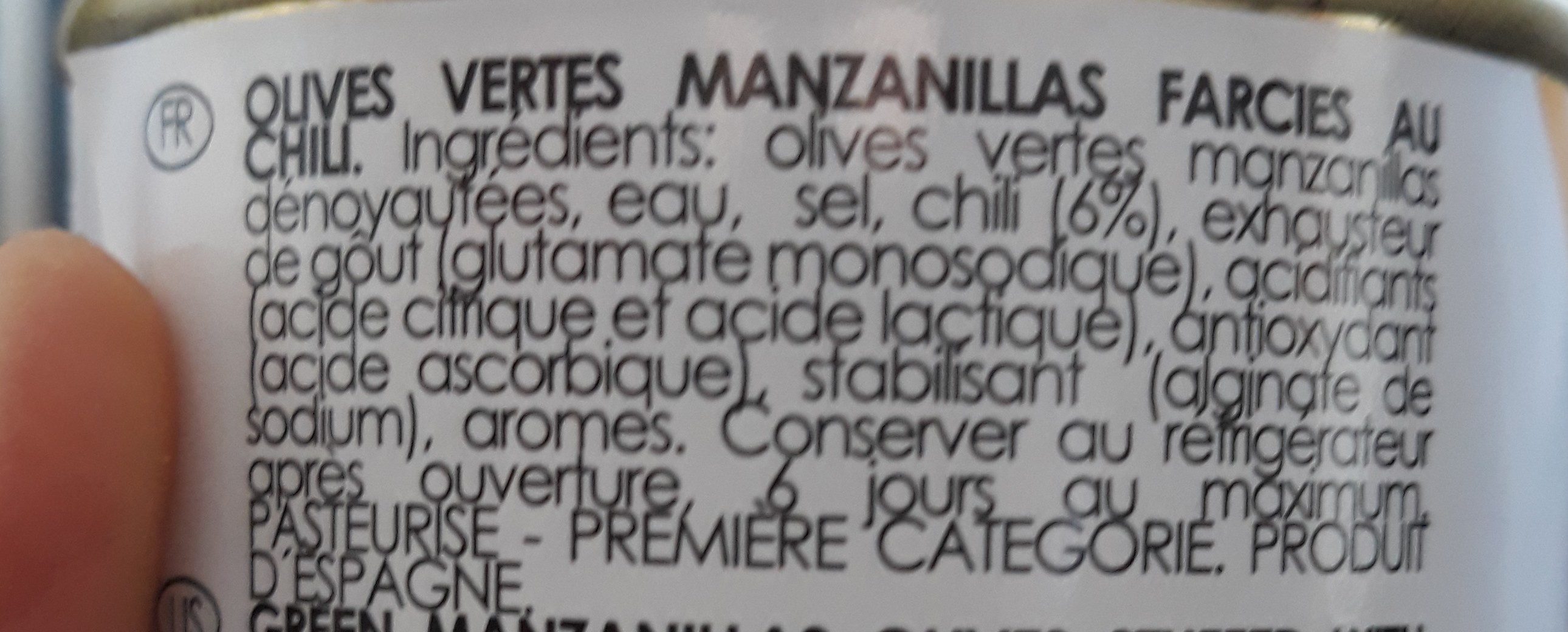 Olives vertes chili - Ingredients - fr