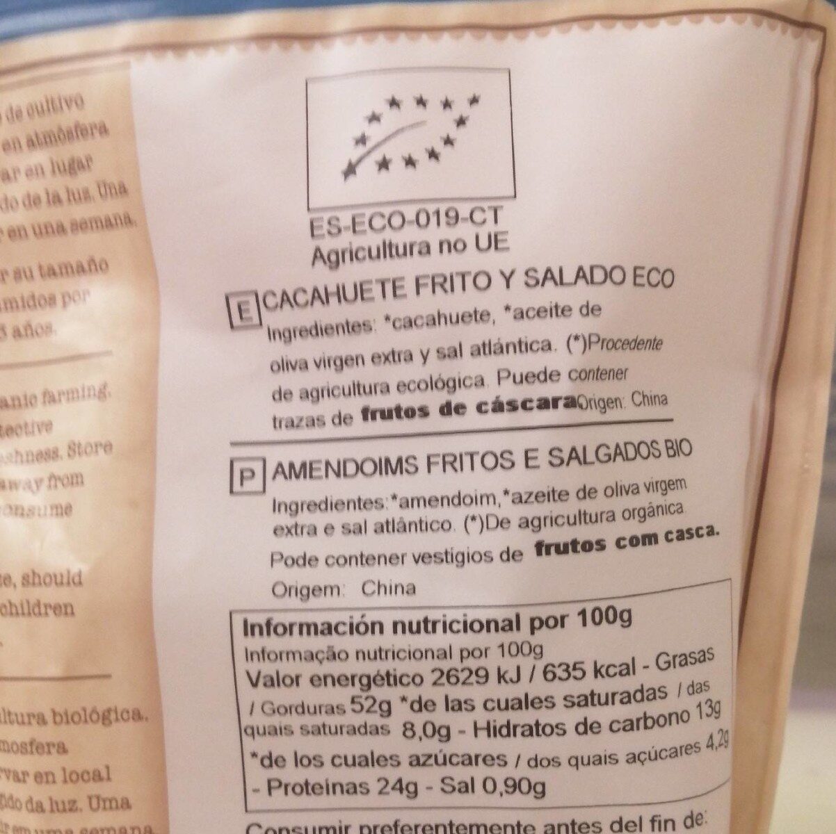 Cacahuete frito y salado eco - Informació nutricional - es