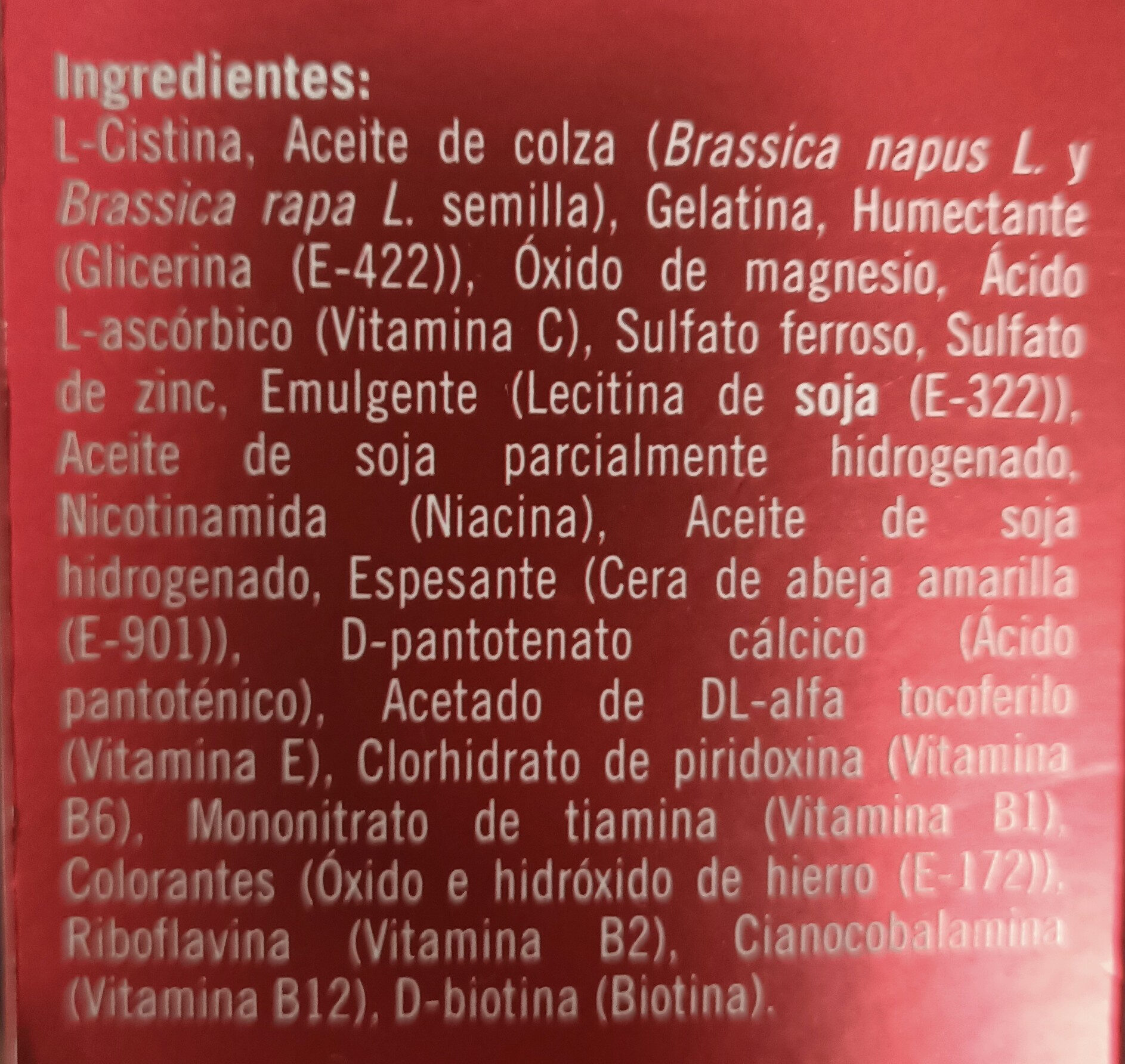 Cápsulas - Ingredients - es