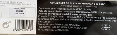 Corazones de filete de merluza - Informació nutricional - es