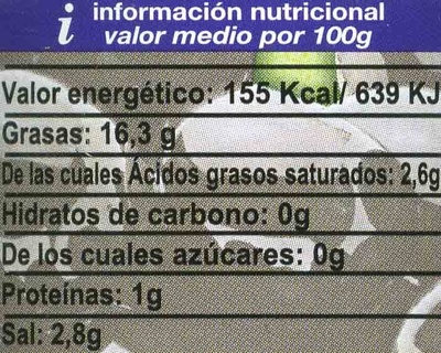 Aceitunas negras cacereñas deshuesadas - Tableau nutritionnel - es