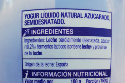 Yogur natural azucarado - Ingredients