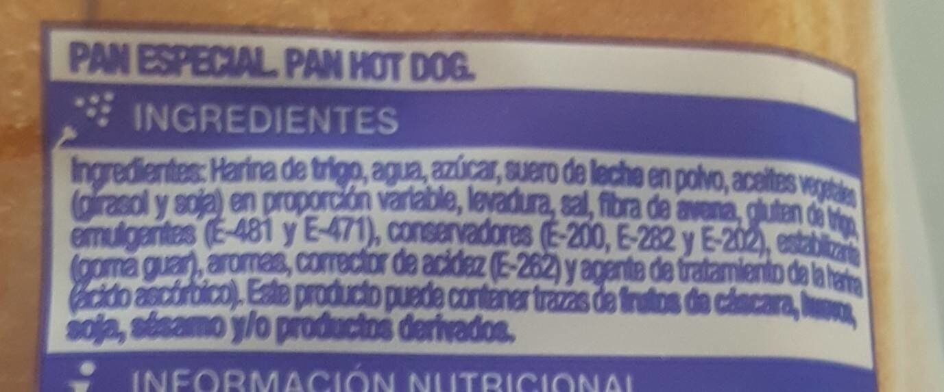 Pan de Hot dog - Informació nutricional - es