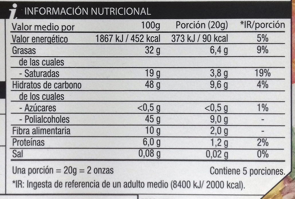 Chocolate negro - Tableau nutritionnel - es