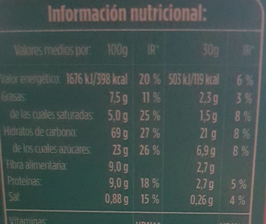 Copos de trugo integral con frutas - Informació nutricional - es