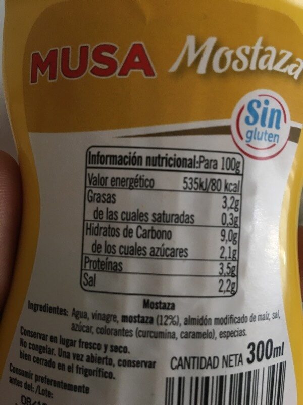 Mostaza - Información nutricional