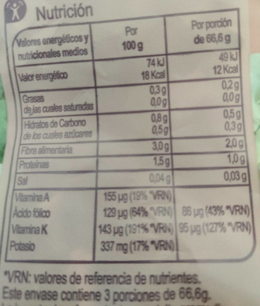 Mezcla gourmet - Información nutricional