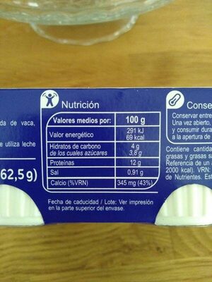 Queso fresco 0% - Información nutricional