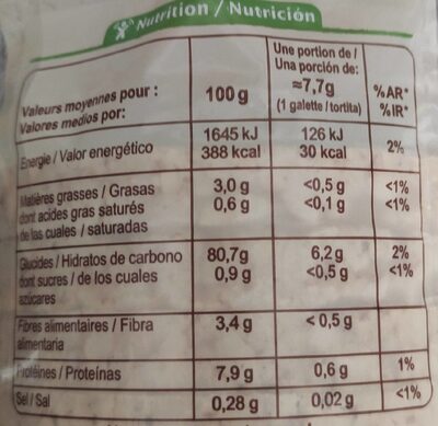 Tortitas arroz integral ecológicas - Voedingswaarden - es