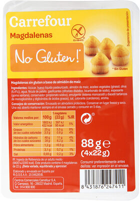 Magdalenas sin gluten - Product - es