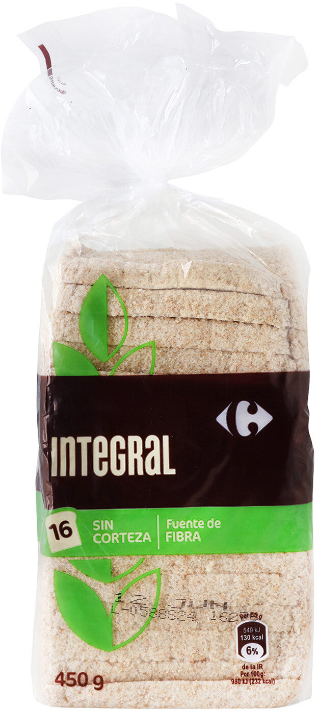Pan de molde integral sin corteza - Producto