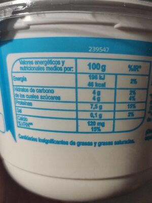 Queso Fresco Batido 0% M.G. - Tableau nutritionnel - es