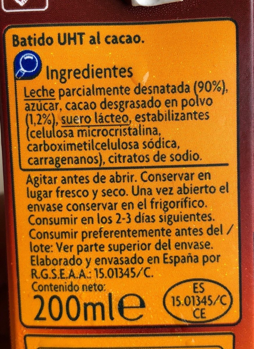 Batido al cacao - Ingredients - fr