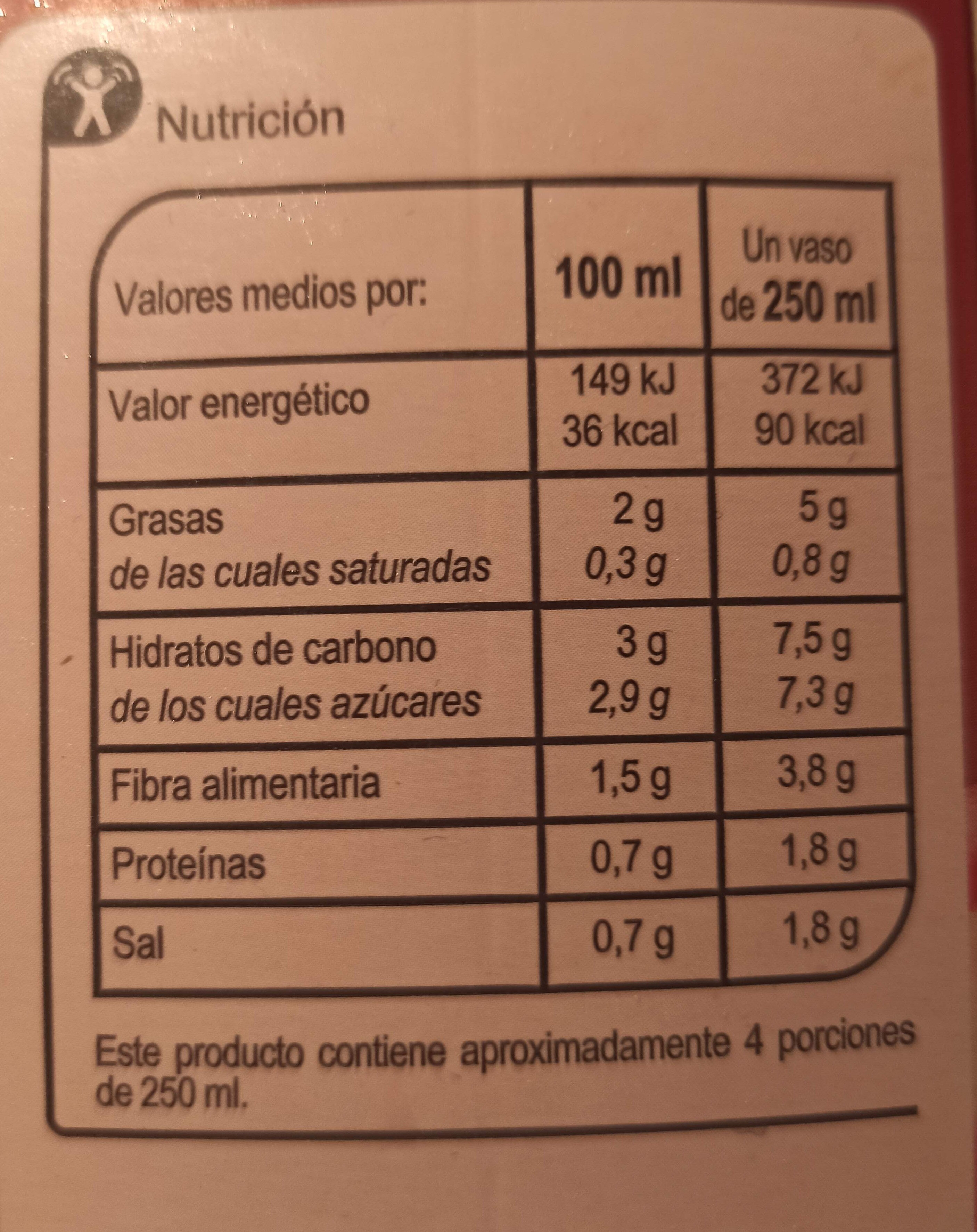 Gazpacho normal - Informació nutricional - es