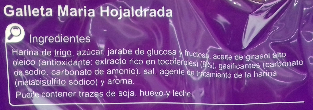 Galleta maría hojaldrada - Ingredients - es
