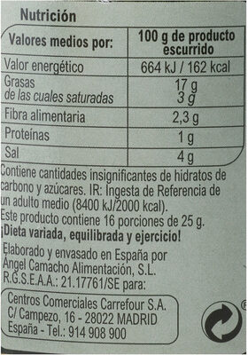 Aceituna manzanilla sin hueso - Nutrition facts - es