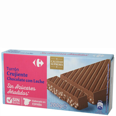 Turrón crujiente chocolate con leche sin azúcar - Product - es