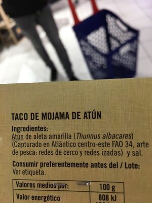 Taco de mojama de atún - Ingredientes
