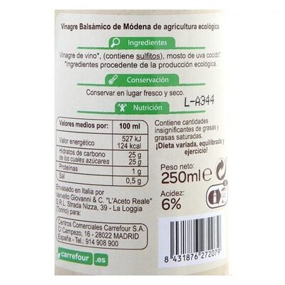 Vinagre balsamico de modena - Nutrition facts