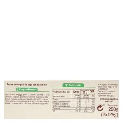 Flan de soja con caramelo - Nutrition facts - es