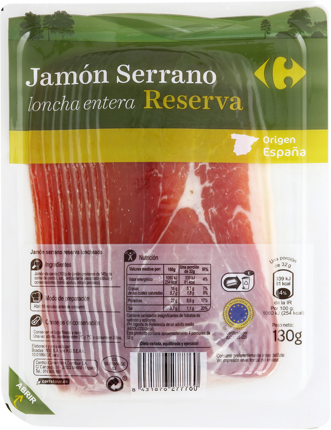 Jamon Serrano Reserva Loncha - Product - es