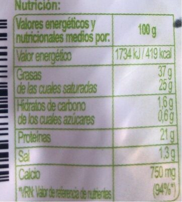 Queso Bífidus Cabra - Informació nutricional - es
