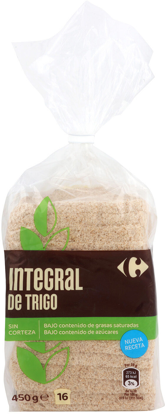Pan de molde 100% integral sin corteza - نتاج - es