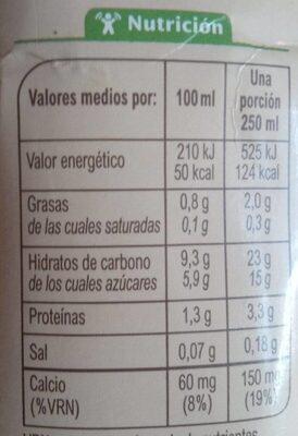 Bebida de avena calcio 0% azúcares añadidos - Informació nutricional - es