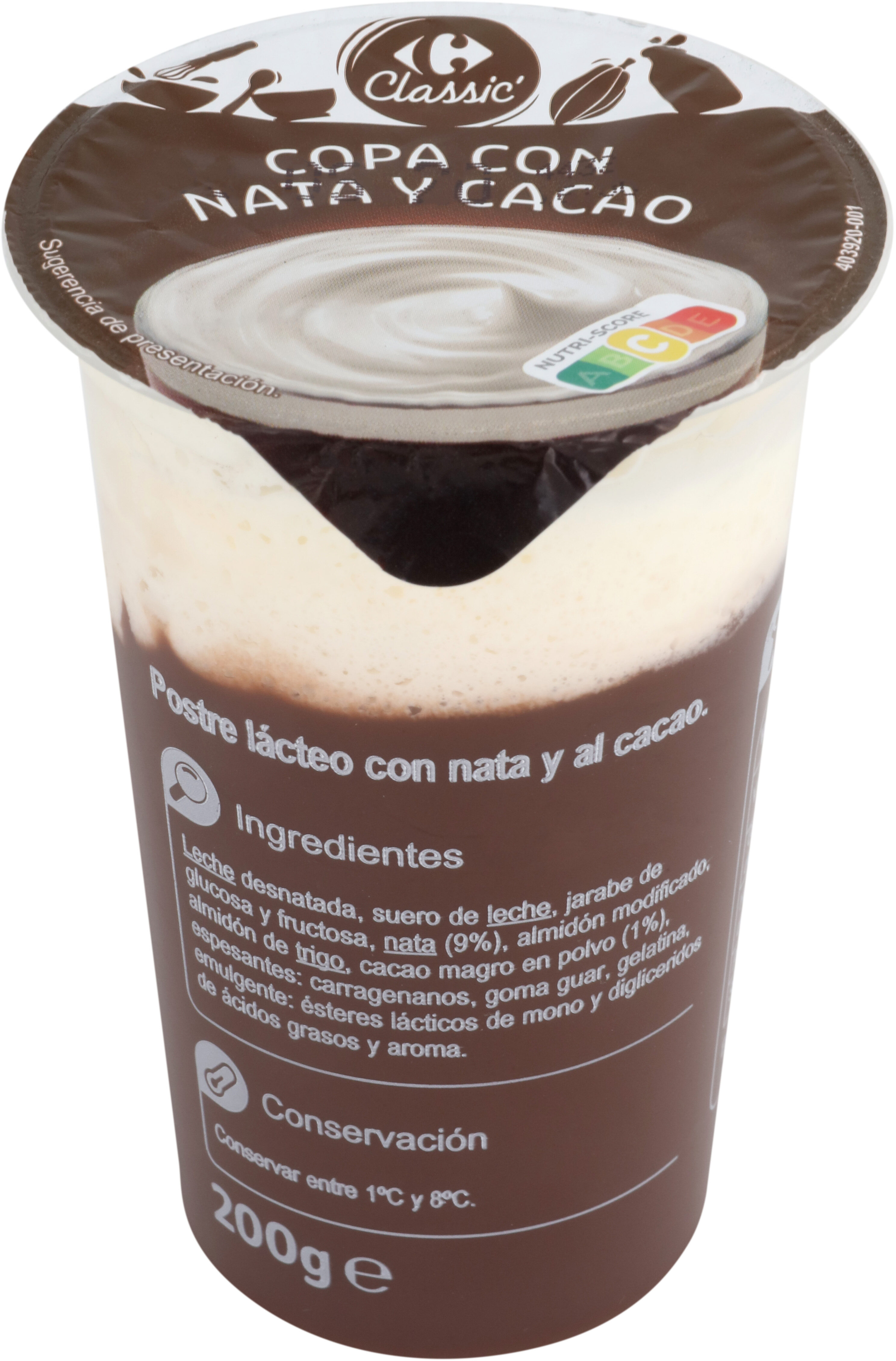 Copa con nata y cacao - Producto