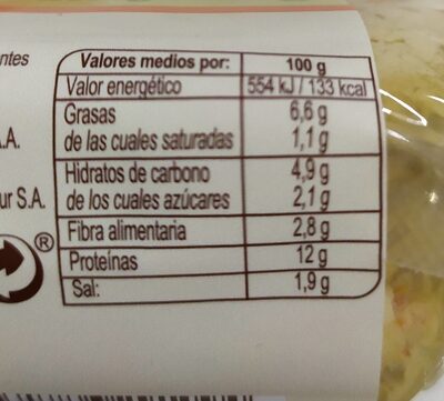 Tofu quinoa y zanahoria - Informació nutricional - es