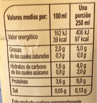 Bebida de Soja sin azúcares añadidos - Nutrition facts