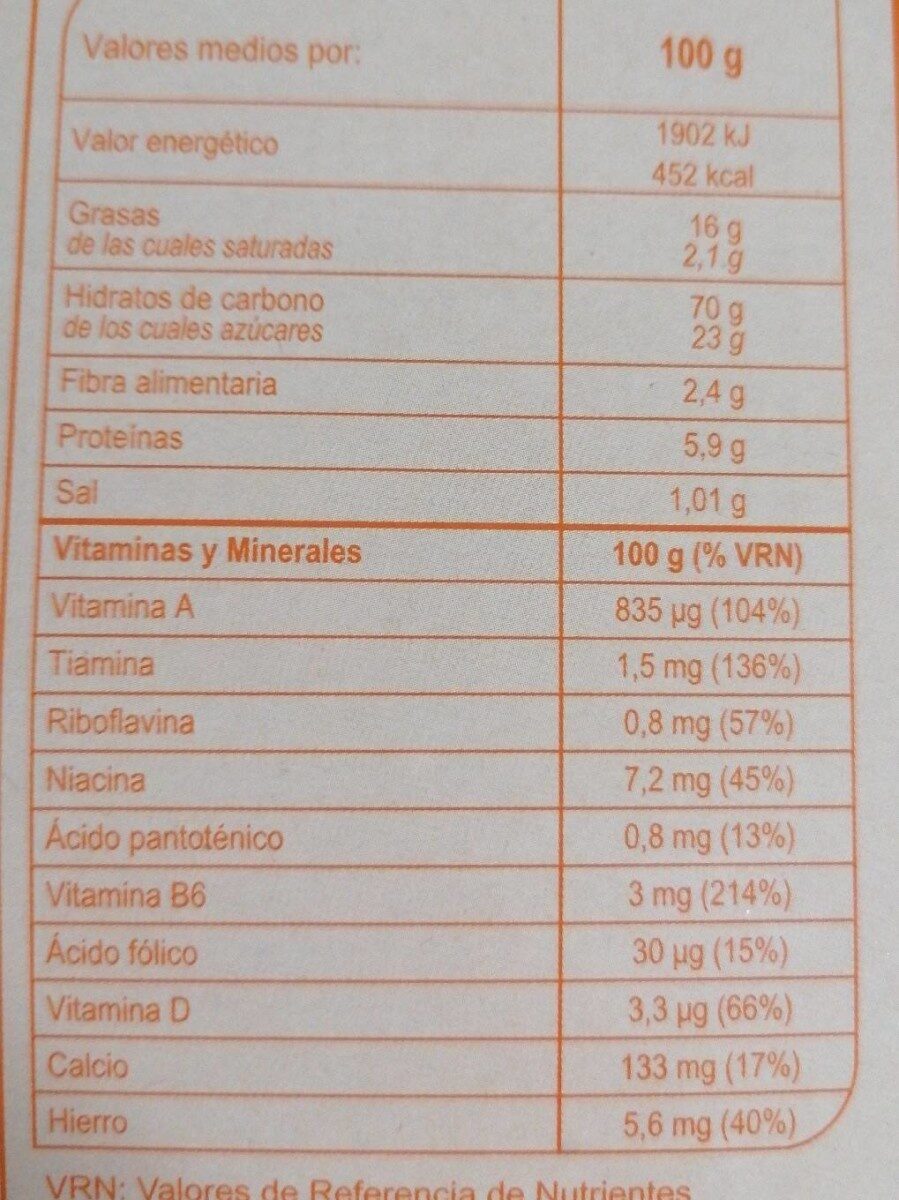 Minigalletitas de vainilla - Informació nutricional - es