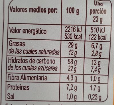 Galletas Cookies Con Almendra - Información nutricional