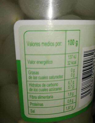 Cebollitas sabor anchoa - Informació nutricional - es