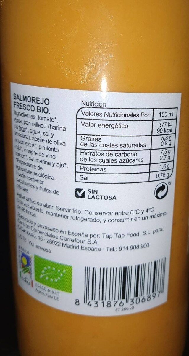 Salmorejo Fresco - Nutrition facts - es