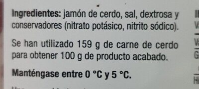 JAMON SERRANO RESERVA - Ingredients - es