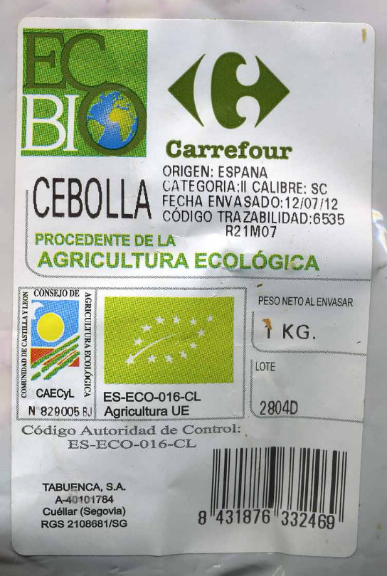Cebollas Ecológicas Carrefour - Ingredientes